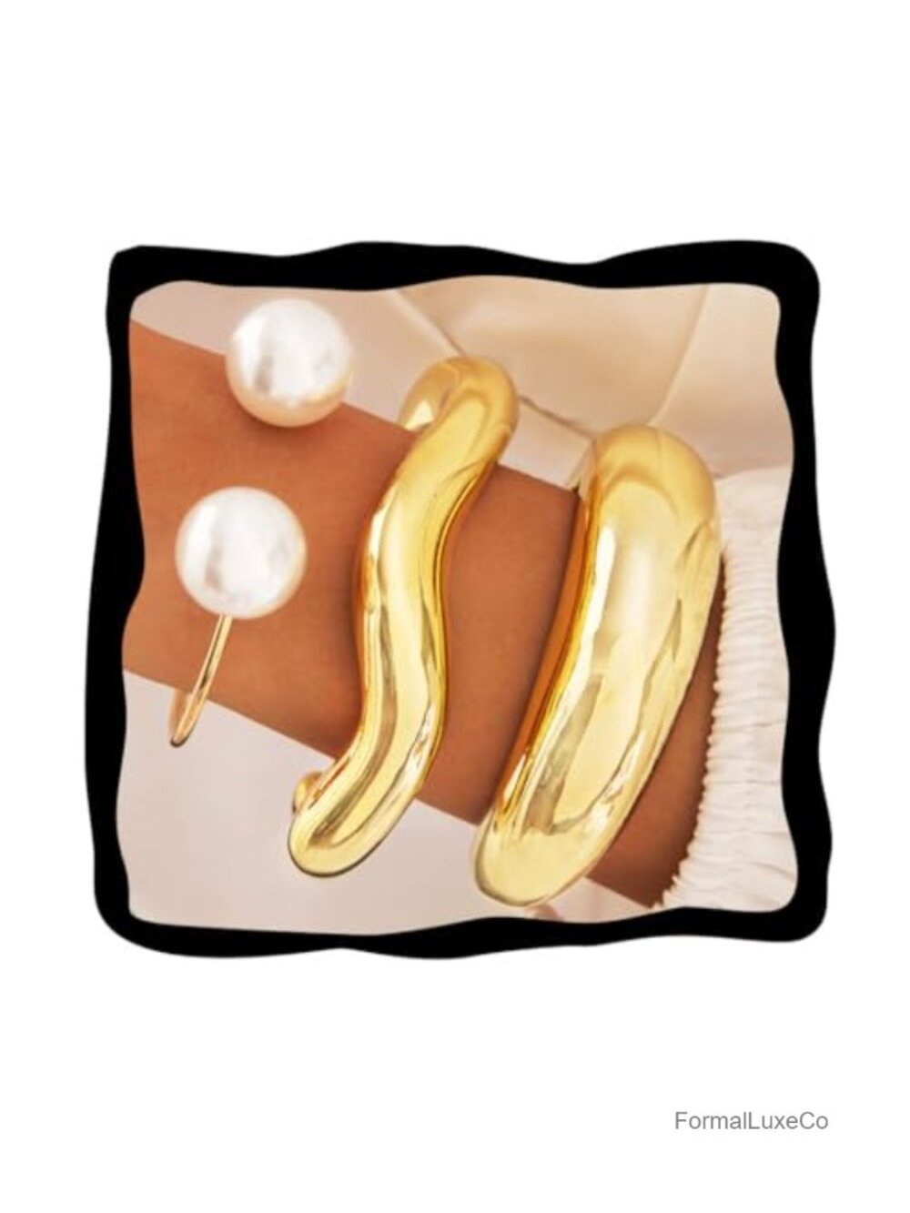 Chunky Gold Bangle Bracelets Set - Irregular Stackable Cuff Jewelry